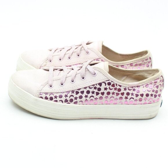 Keds Pink Metallic Moon and Stars Low Top Sneakers - Picture 1 of 11